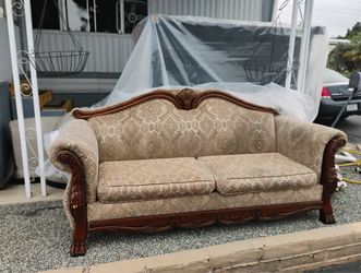 Victorian Style Carved Wood Sofa