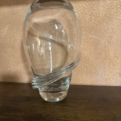 ✨ Modern Hand-Blown Art Glass Vase – Clear Swirl Design