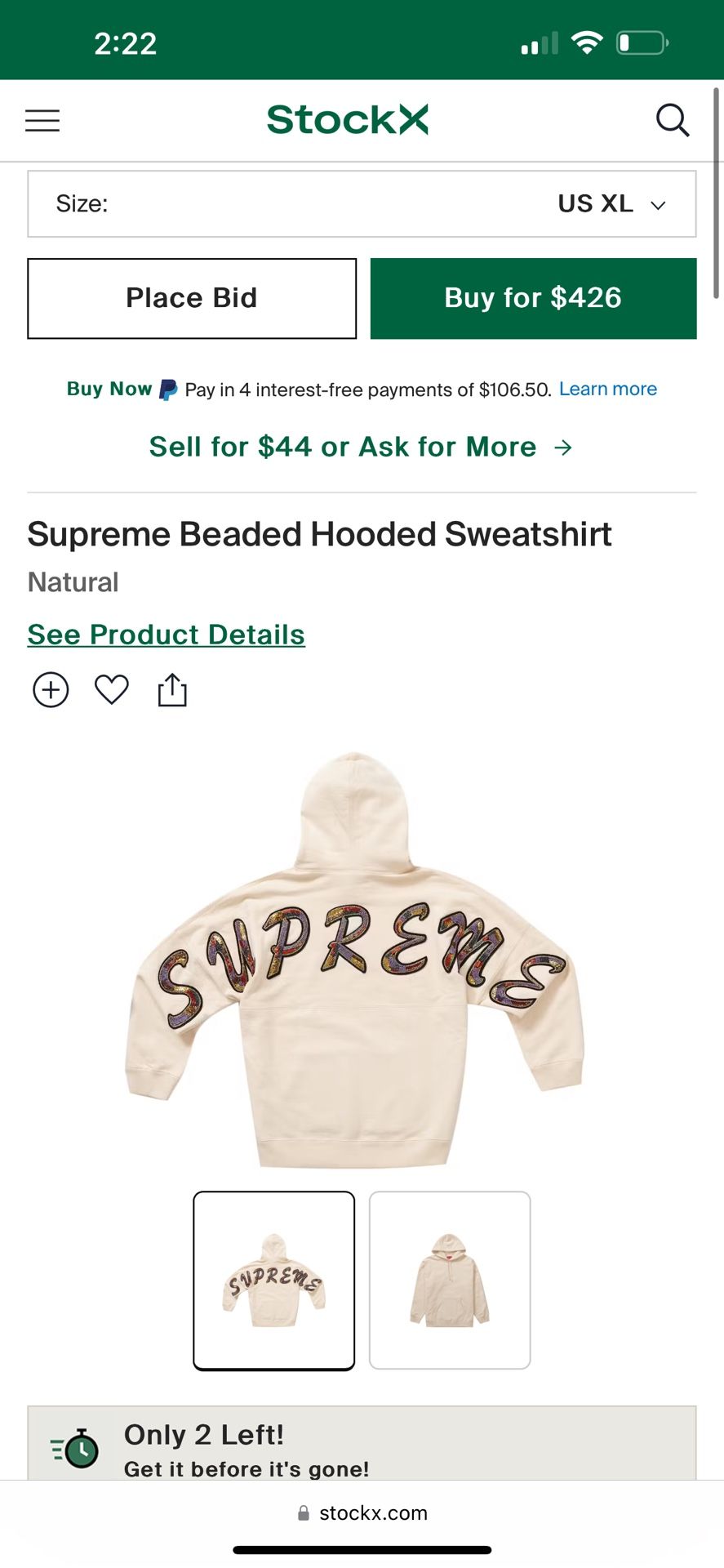 Supreme White Beaded Hoodie XL