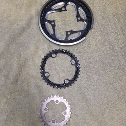 Shimano MTB Triple Chainrings 48/36/26 teeth - 4 bolt BCD 104mm (outer/middle) and 64mm (inner) HG-X 10 speed chain