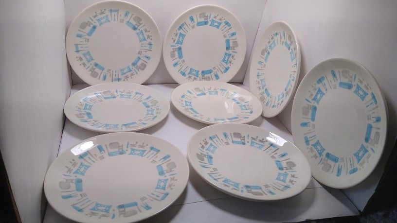 Fire King Atomic Blue Heaven Dessert Plates #Mid Century #Vintage