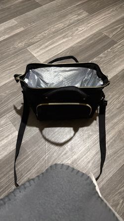 Black Insulated Lunch Bag with Shoulder Strap