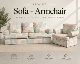 Queen Sleeper Sofa Bed + Matching Armchair – 2 Piece Set