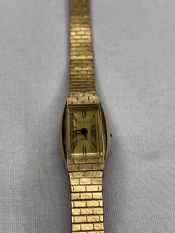 Vintage Stainless Steel Wittnauer Geneve 10k RGP Brick Pattern Ladies Watch