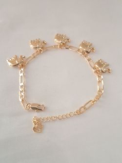 14k Gold plated Elephant Charm Bracelet