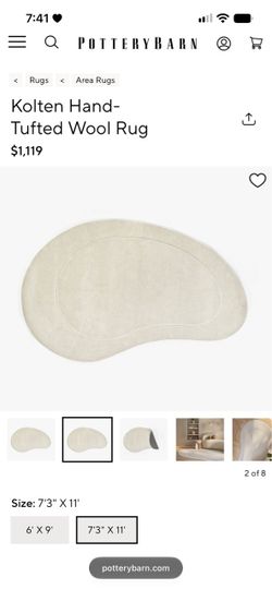 Momeni pottery barn new wool ivory asymmetrical area rug  7.3’x11’