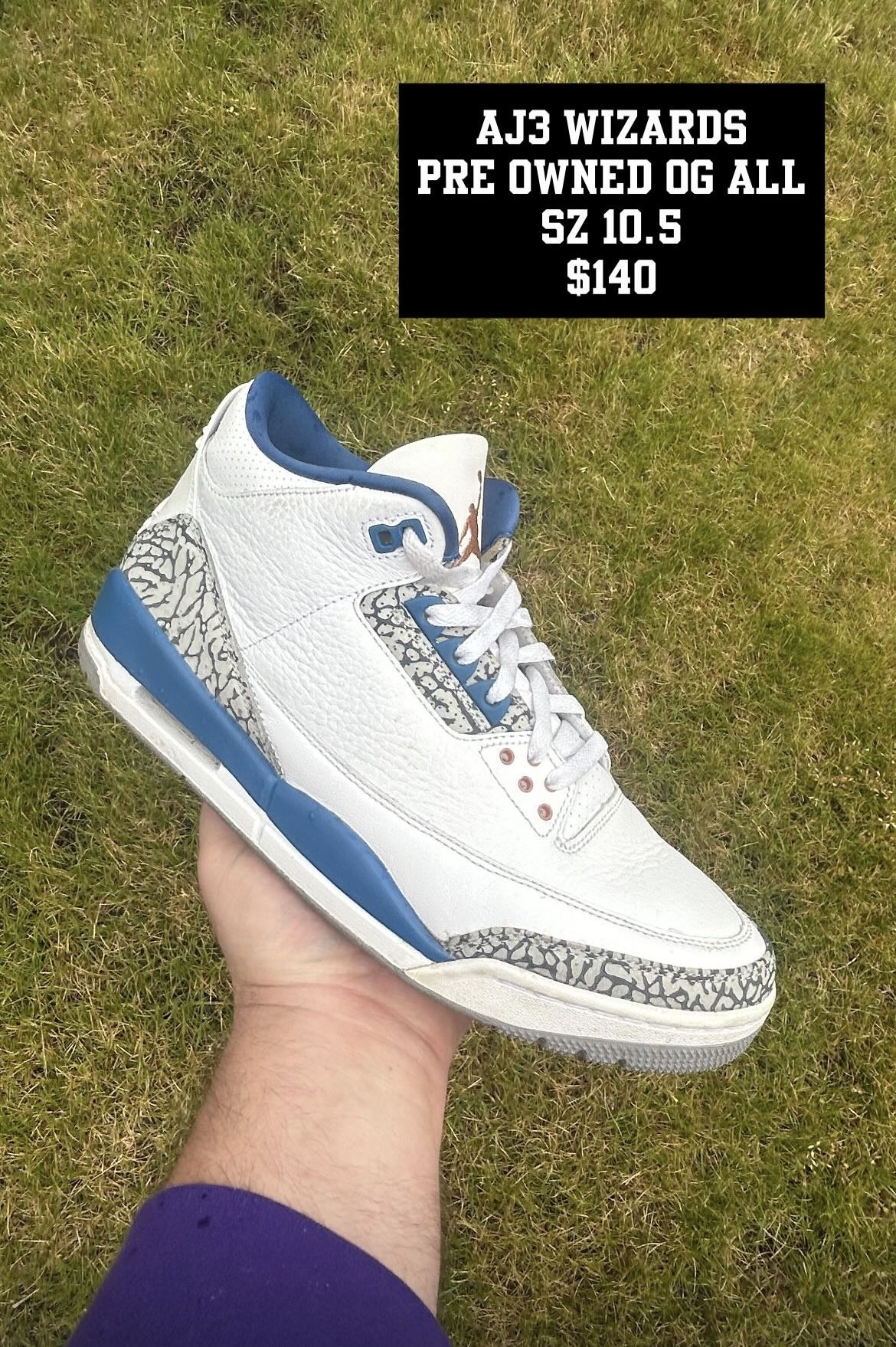 Jordan 3 Wizards 9/10 OG All Size 10.5