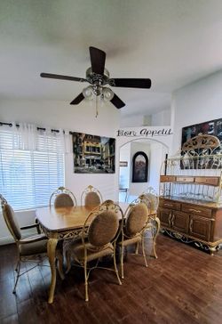 Decortive Rod Iron 6 Chair Dining Table Setleaf Extension,,HHutch