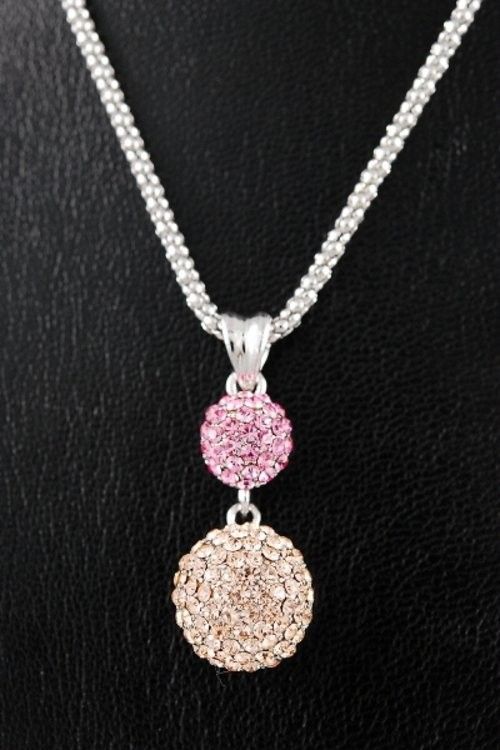 Pink Rhinestones Rose necklace