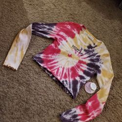 *NWT* Women's Cropped Tie-Dye Long Sleeve Top