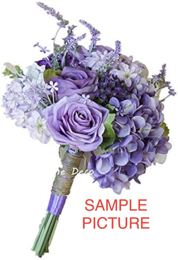 Tinge Time Deco Silk Mixed Floral Wedding Bouquet in Lavender Purple
