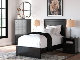 Maribel Black Twin Panel Bed, Chest and 2 Nightstands (Online Special Price)