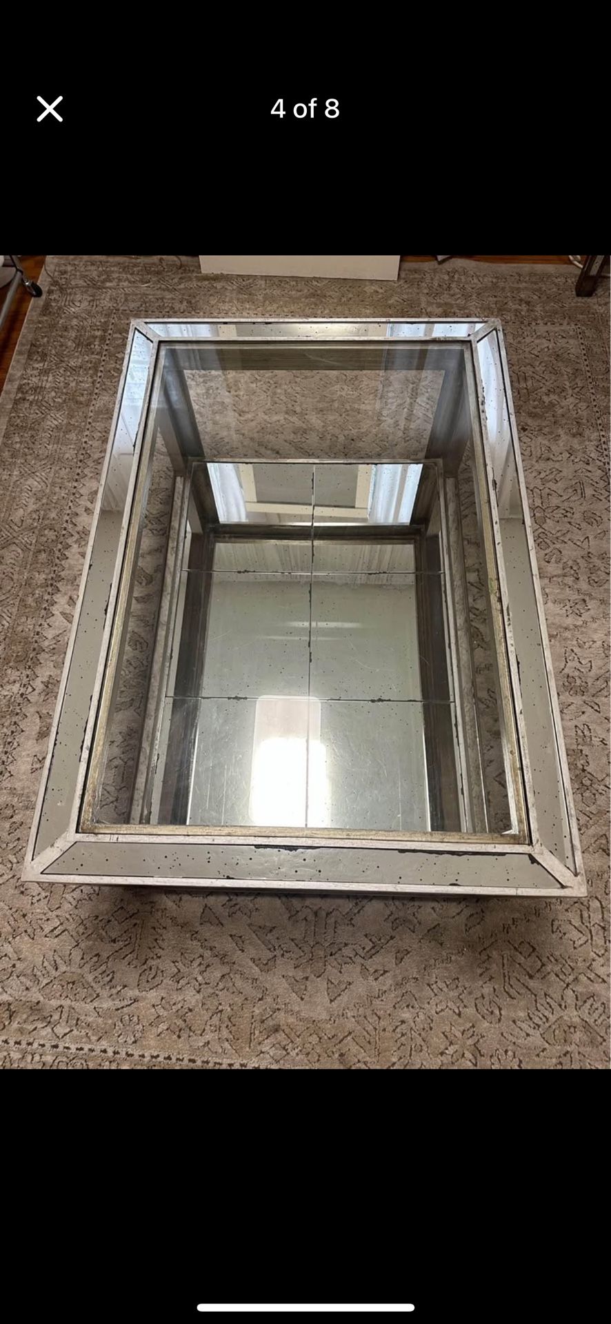 Z Gallerie Glass Mirrored Coffee Table