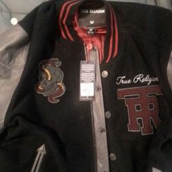True Religion True Religion collegiate Jacket w/ Leather Sleeves Size XXXL - $350