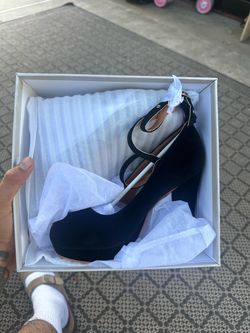 Black Suede Ankle Strap Heels MOSTRIN