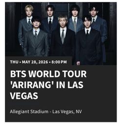 BTS Las Vegas Ticket Sec C110 Row 22