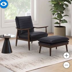 Hepbern Leather Chair with Ottoman