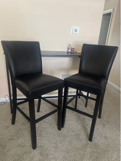 Black Upholstered Counter Height Chairs (Set of 2)