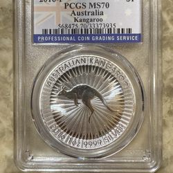 2016-P PCGS MS70 Australia Kangaroo 1oz Silver Coin 