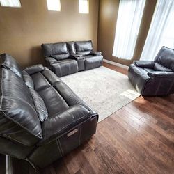Leather Reclining Sofa, Loveseat, Chair