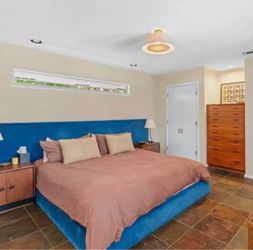 Restoration Hardware Custom King Bed – Blue Velvet