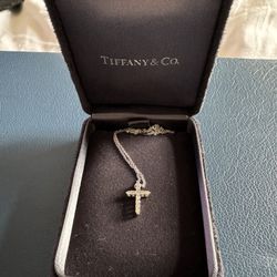 Tiffany and Co Diamond Cross Necklace, Platinum 