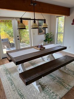 Farmhouse Dining Table with Two Benches - custom made