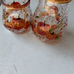 Yankee Candle Halloween Crackle Glass Candle Holders 