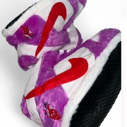 Purple & White Fuzzy #NIKE #AF1 Sneaker Slippers