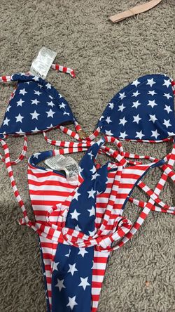 SHEIN American Flag Bikini Set