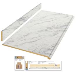 Hampton Bay 4 ft. Straight Laminate Countertop Kit Included in Calcutta Marble with Full Wrap Ogee Edge and Backsplash @914