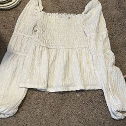 Glo Fashion White Long-Sleeved Peasant Blouse