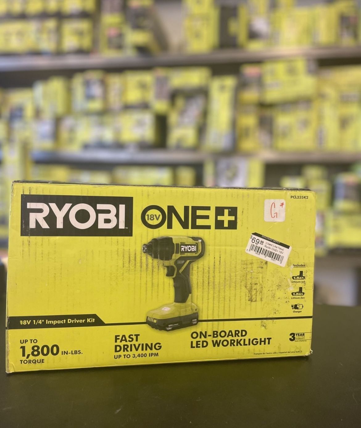 Ryobi ONE+ 18V Cordless 1/4 in. Impact Driver Kit with (2) 1.5 Ah Batteries and Charger PCL235K2