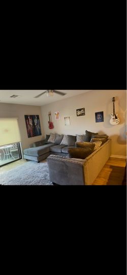 Gray Fabric Sectional Sofa with Chaise
