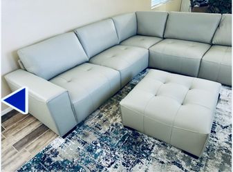 Teagan 6-Piece Leather Modular Sectional with Ottoman