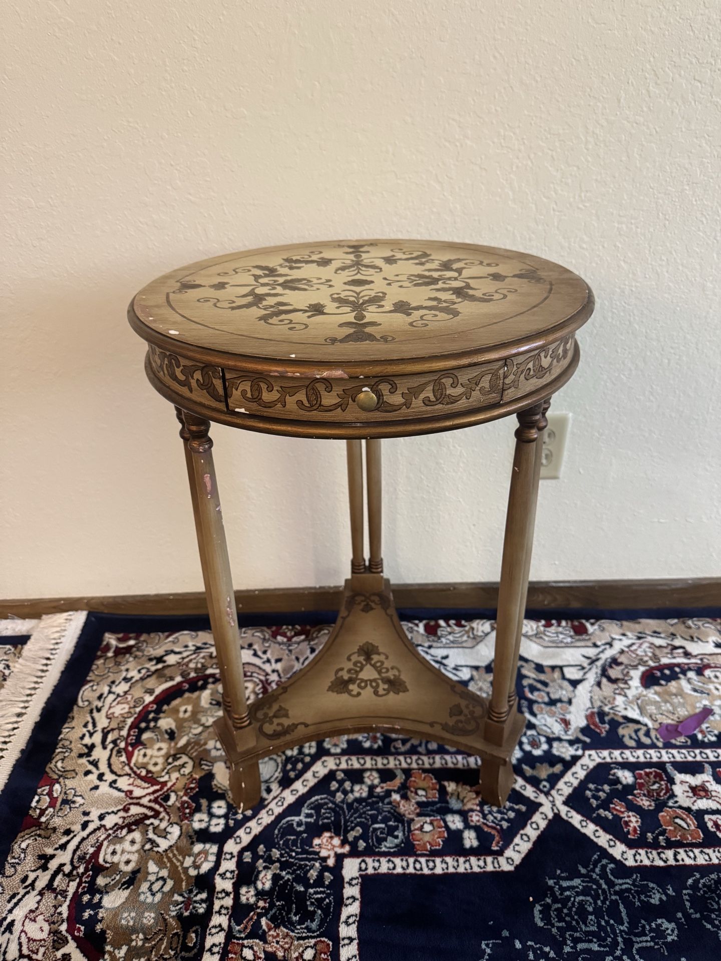 Vintage Round Wooden Side Table