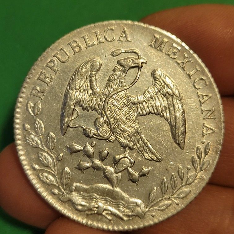 π²π½π²π½1894 Go RS Mexico 8 Reales GUANAJUATO Mint Libertad Cap & Rays 90.3% Silver Coin
