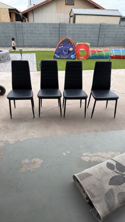 Black Pleather Chairs Set Of 4