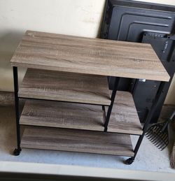 4-Tier Rolling Cart with Wood Shelves