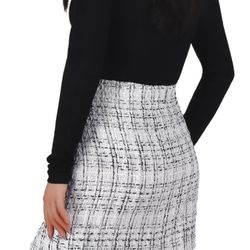 Women's High Waist Plaid Skirt Side Split Bodycon Pencil Mini Skirt, Lg *NEW*