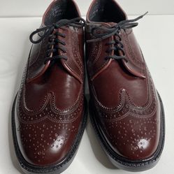 VTG Sears Split Leather Wingtip Burgandy Dress Shoes Men's Size 10 New Open Box