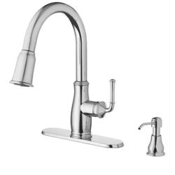 Glacier Bay Kagan Chrome 15 in. H Pull Down Sprayer Kitchen Faucet with 360° Swivel Spout
