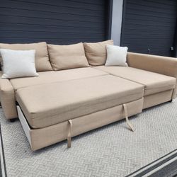 Ikea Beige Sleeper Sectional Couch 