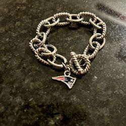 New England Patriots Silver Rope Color Thick Bracelet 
