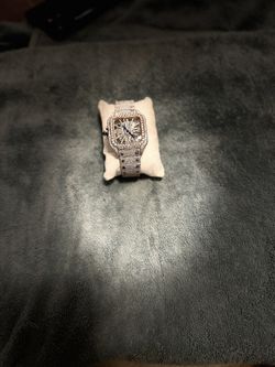 Moissanite Santos de Cartier Skeleton Watch 