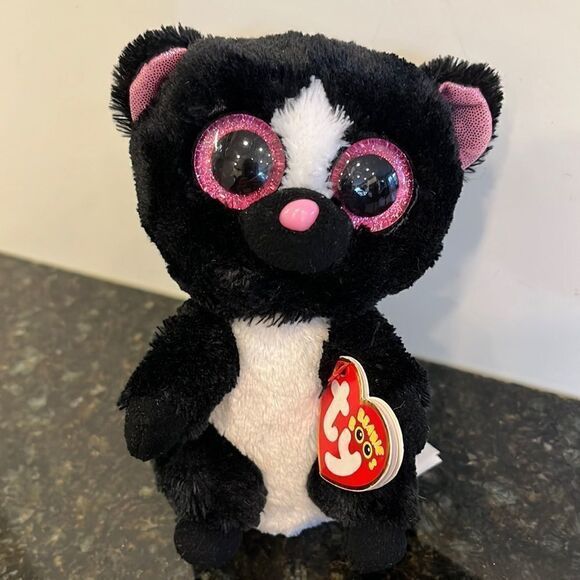 TY FLORA SKUNK 6” BEANIE BOOS-NEW, RED TAG-RETIRED-HTF-LOVES FLOWERS