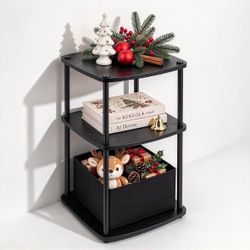 3-Tier Side Table with Storage,Small End Table,NightStand,Black Soft-Corner, Modern Bedside Table for Small Spaces, Living Room, Bedroom,Office, Bathr