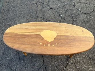 Vintage surfboard shape koa wood table