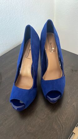 Bershka Blue Suede Peep-Toe Heels