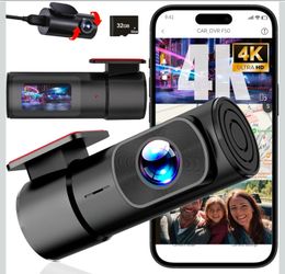 Dash Camera Car Front Rear 𝟰𝗞/2.5K Full UHD Dash Camera for Cars, Included 32GB Card,